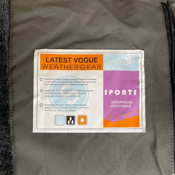 Pooluly Ski Jacket Mens XXL Gray Waterproof Windbreaker Hooded Fleece Lined - Picture 8 of 10